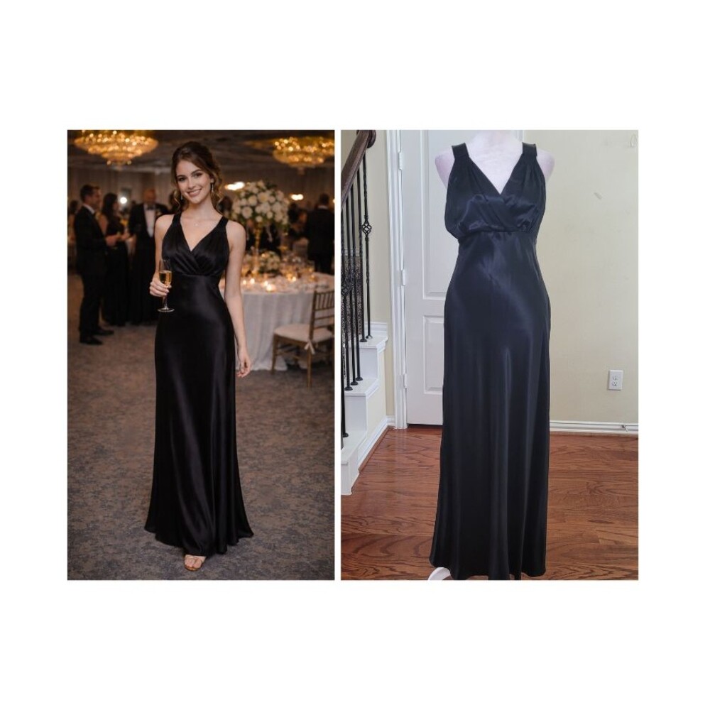 Rampage Slip Maxi Dress Black Women M Babydoll Black Tie Formal Prom Bridesmaid